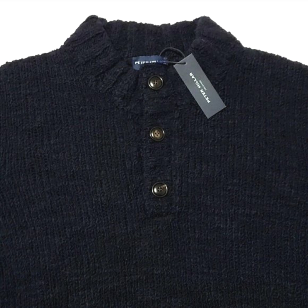 $698 Peter Millar Collection Excursionist XL Merino Wool Dark Blue Knit Sweater